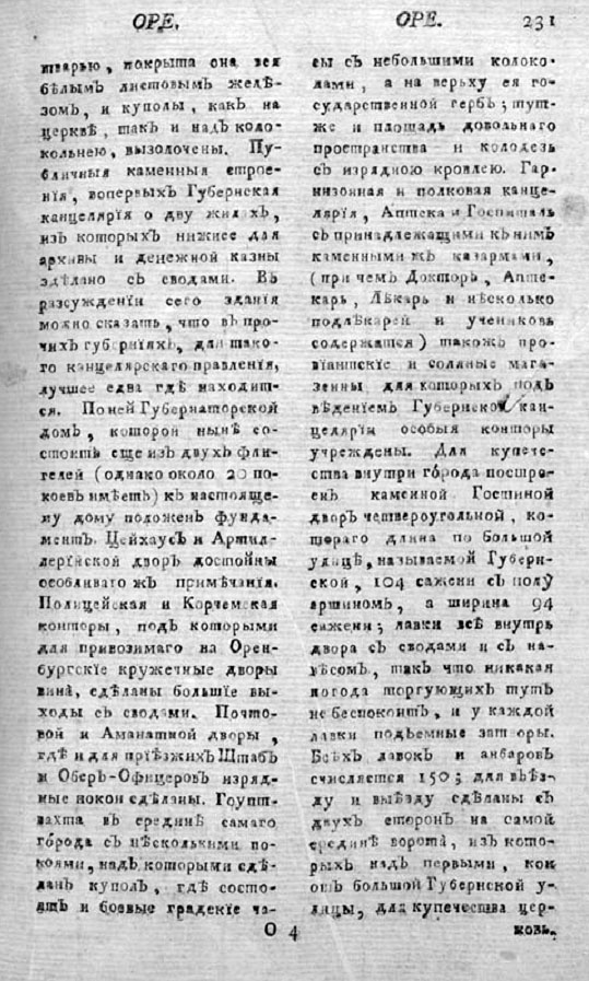 Описание Оренбурга в географическом лексиконе Российского государства издания 1773 года