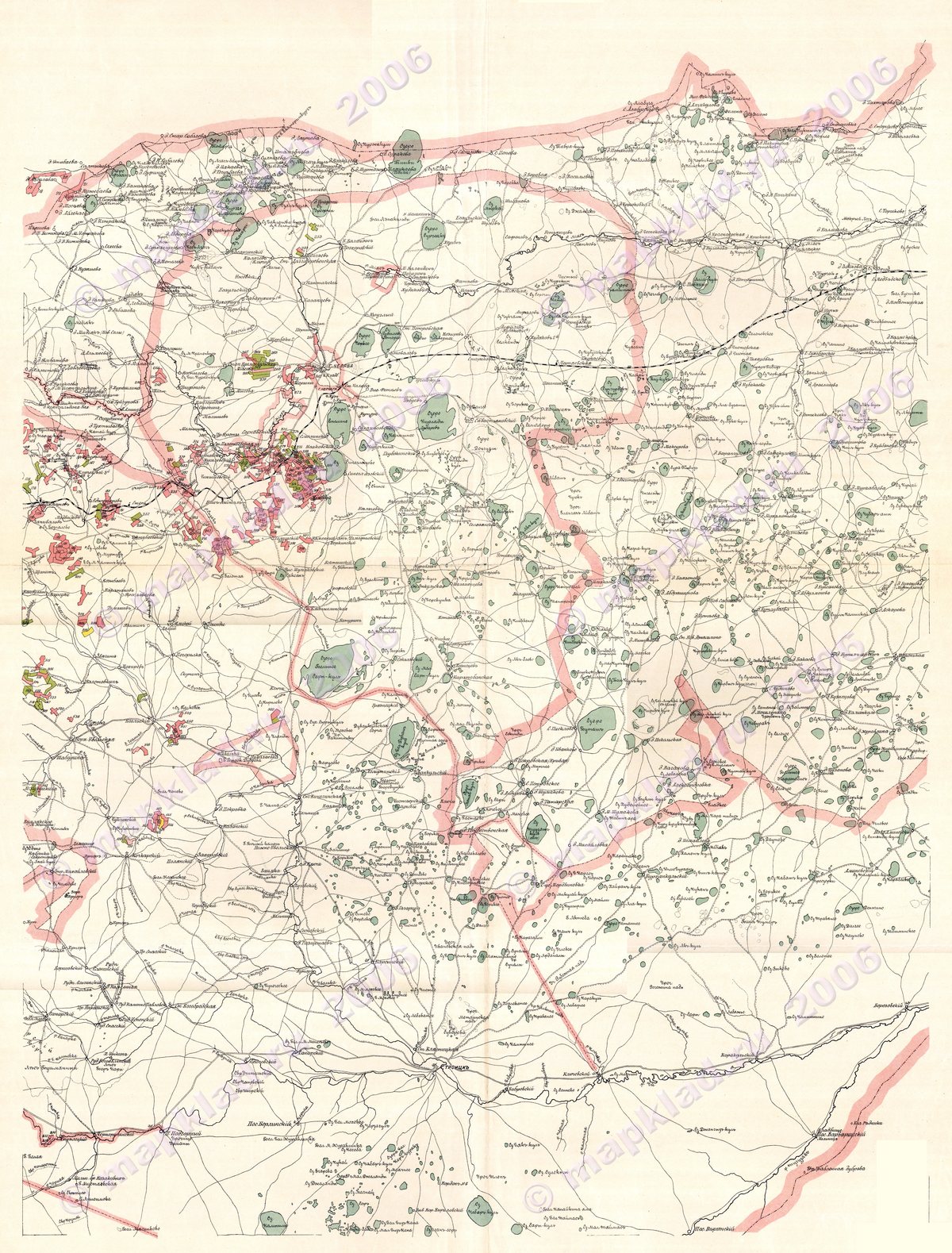 Карта золотых приисков Оренбургской губернии (район Челаба-Троицк). 1901 год