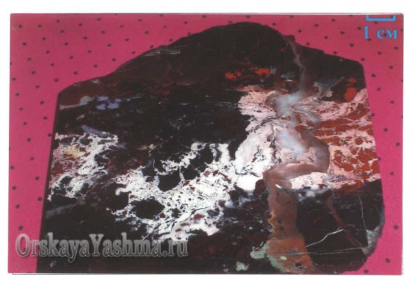 Рис. 20 Яшма брекчйевидно-флюидальной текстуры.