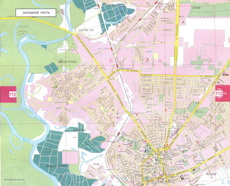 План города Оренбурга масштаба 1 : 27 000