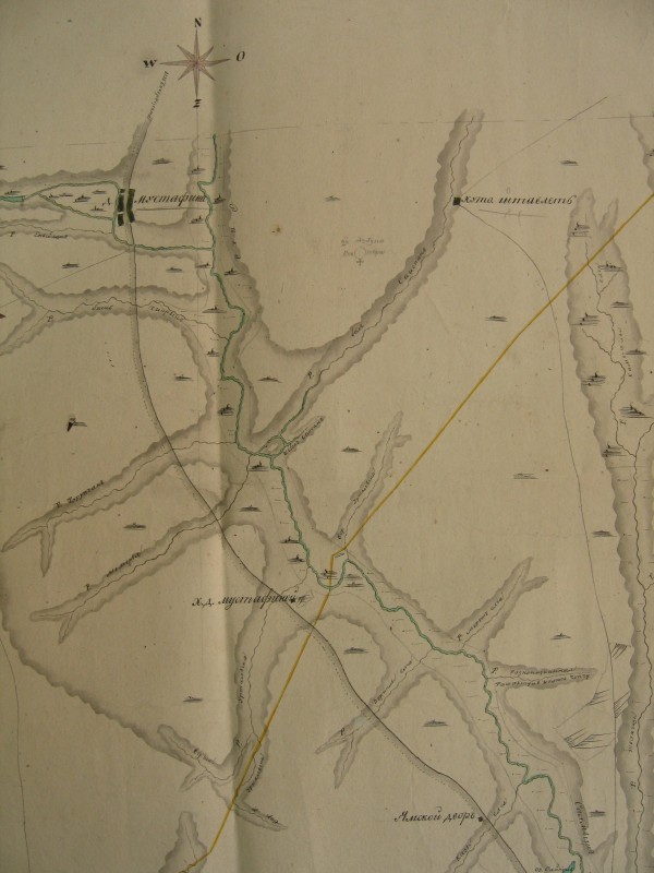 Фрагмент плана земель близ деревни Мустафина. 1850 год
