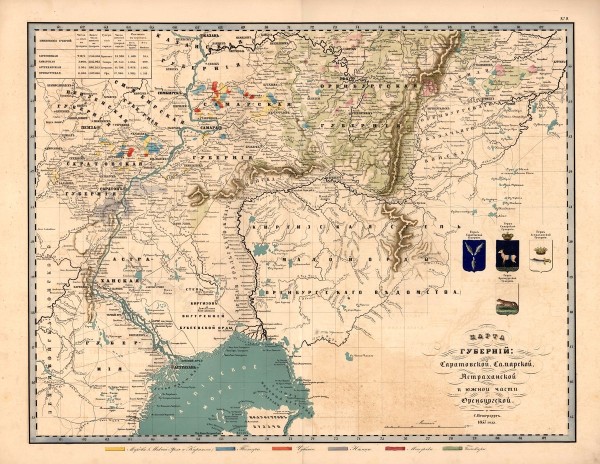 Карта губерний Саратовской, Самарской, Астраханской и южной части Оренбургской (этнограф)